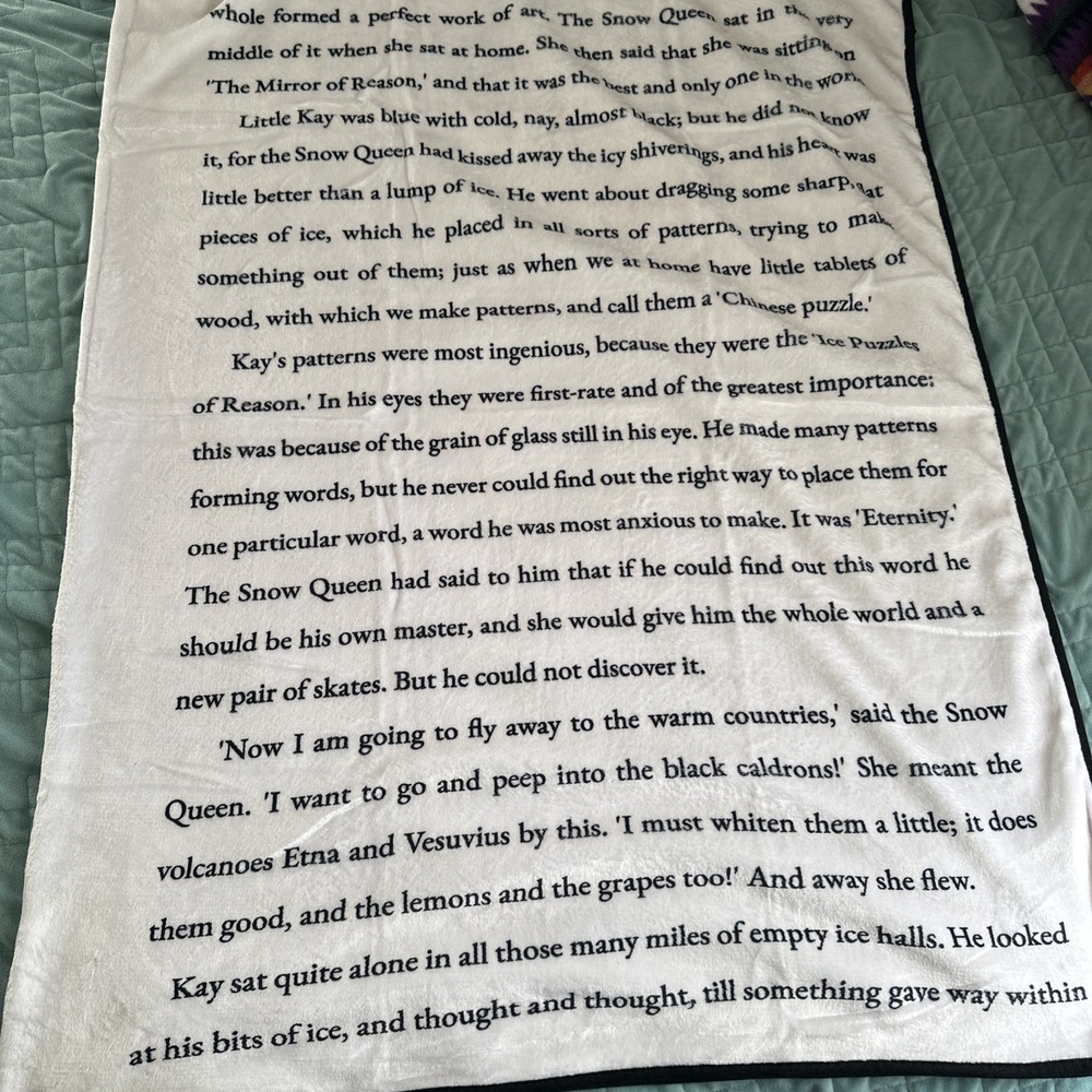 Hans Christian Andersen The Snow Queen Plush Blanket 66x44 Once Upon A Book Club - Picture 4 of 5